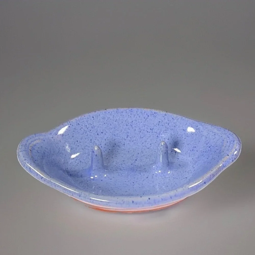 Bakato Christian Ridge Pottery Blue Speckled Bake Serve Casserole Roaster Maine